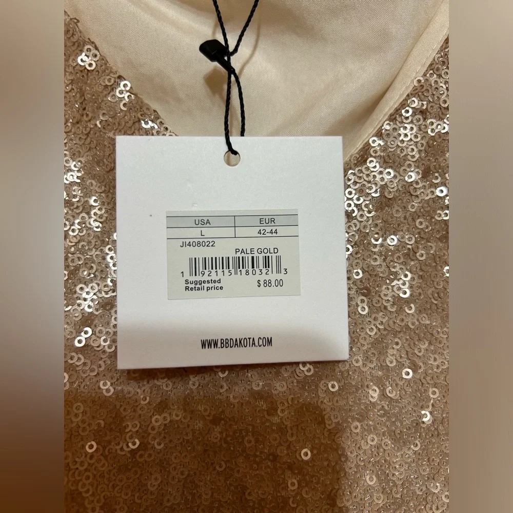 NWT Jack by BB Dakota Sequin Slip Dress Gold L - Picture 10 of 10